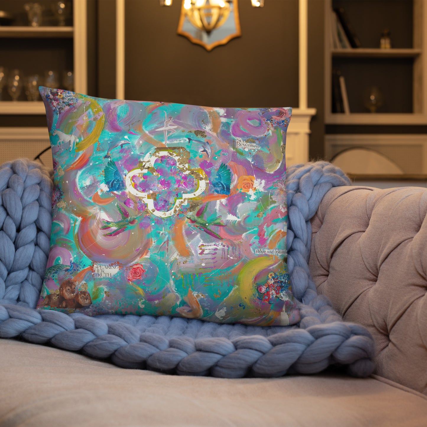 "TRULY FREE” Print (Abstract Painting made by Chianne) BASIC PILLOW