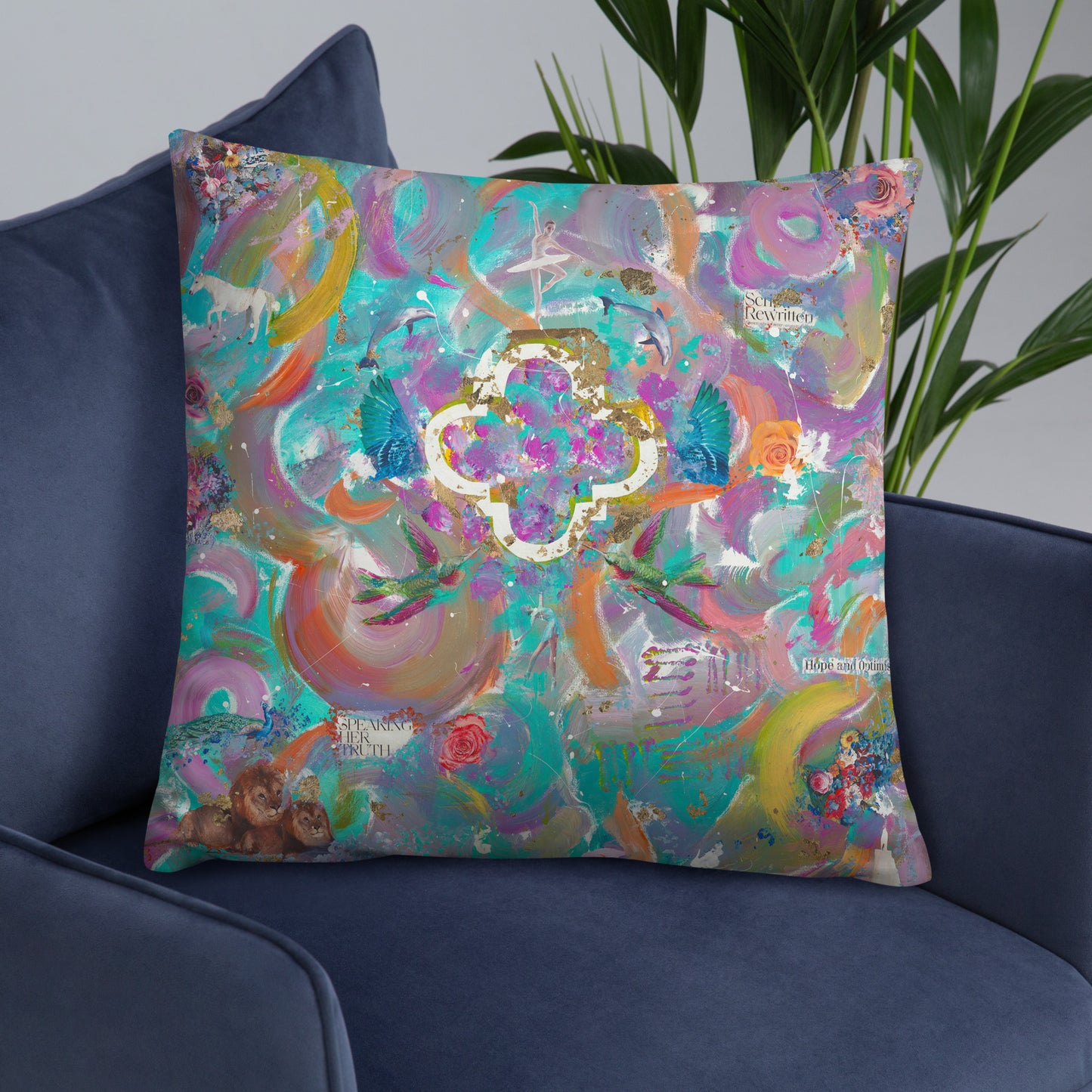 "TRULY FREE” Print (Abstract Painting made by Chianne) BASIC PILLOW